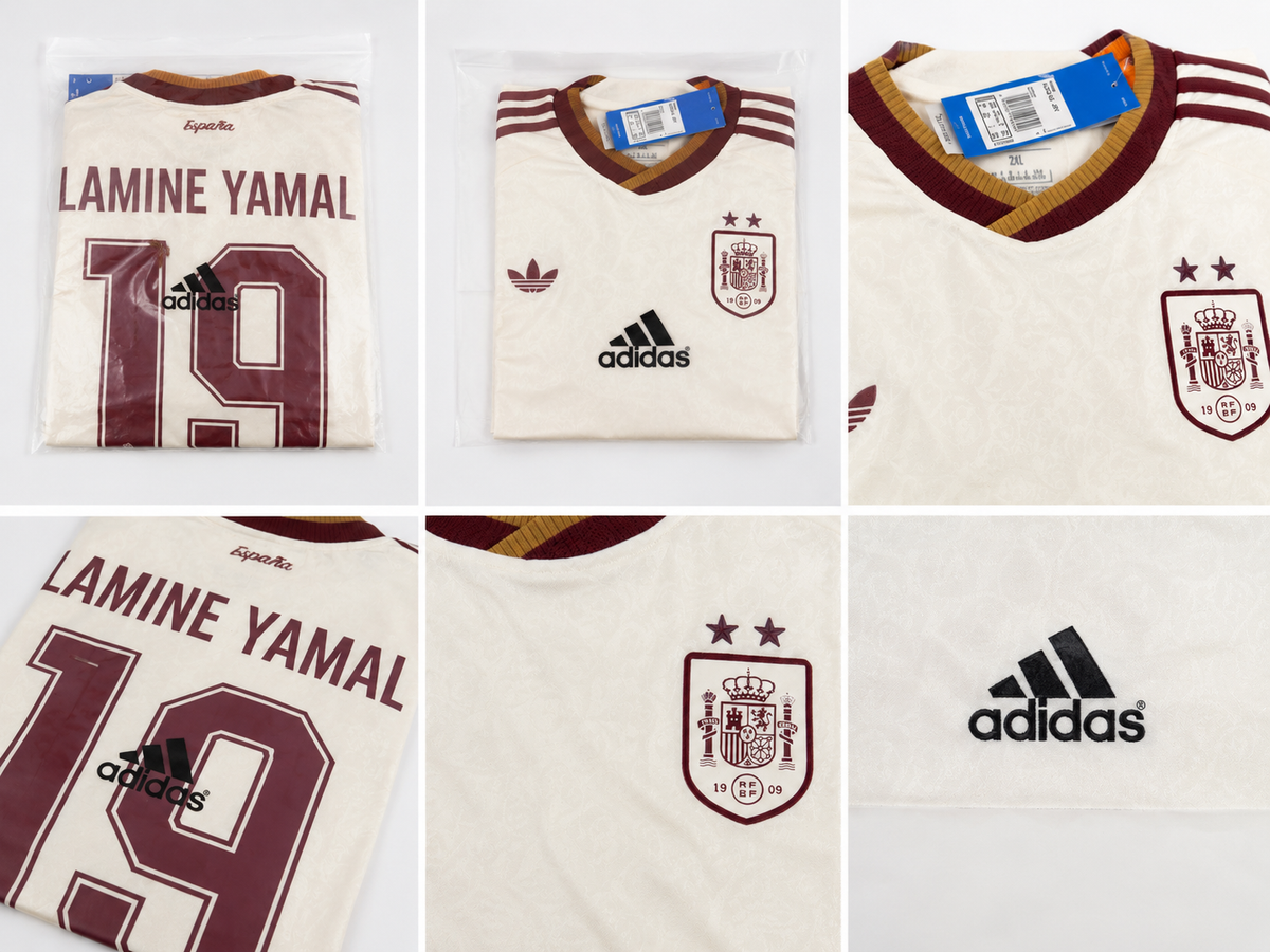 Cream and burgundy retro football jersey product view